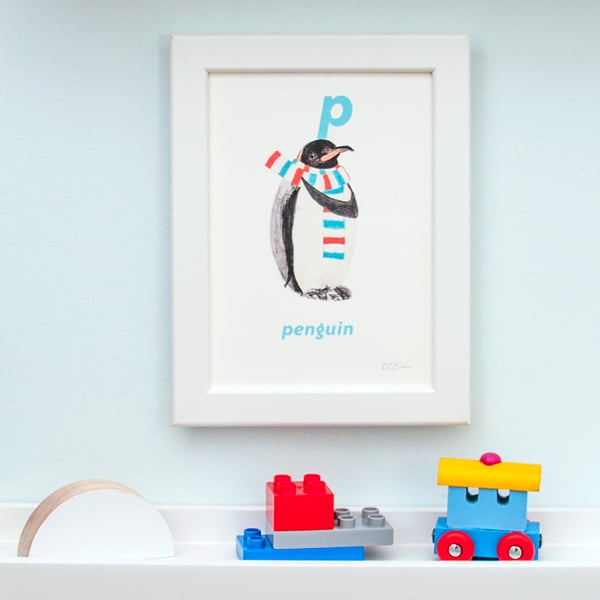 Image of P - Penguin Letter Print