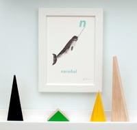 Image 1 of N - Narwhal Letter Print