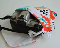 Image 3 of Camera Bag for Travel Aztec Turquoise and Red Cotton Camera Case by Camera Coats 