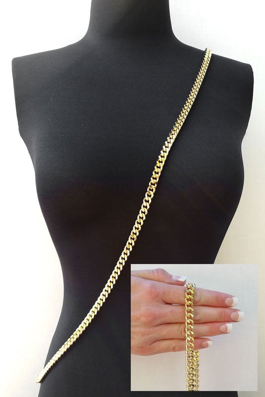 Oval Purse Chain Flat Gold Light Weight Crossbody Shoulder Strap Polished  8 - 48