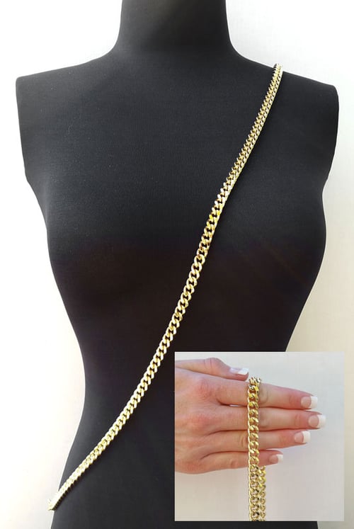 Image of GOLD Chain Bag Strap - Thick Classy Curb w/ Diamond Cut Accents - 3/8" Wide - Choose Length & Clasps