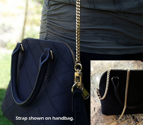 Image of GOLD Chain Bag Strap - Thick Classy Curb w/ Diamond Cut Accents - 3/8" Wide - Choose Length & Clasps