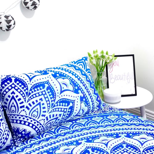 Image of Blue Ombre Mandala Throw or Throw Set from
