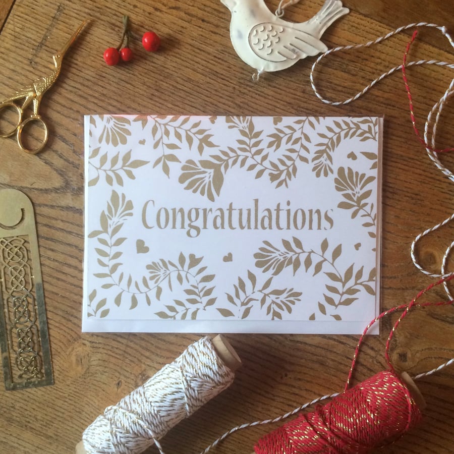 Image of Congratulations Screen Printed Greeting Card