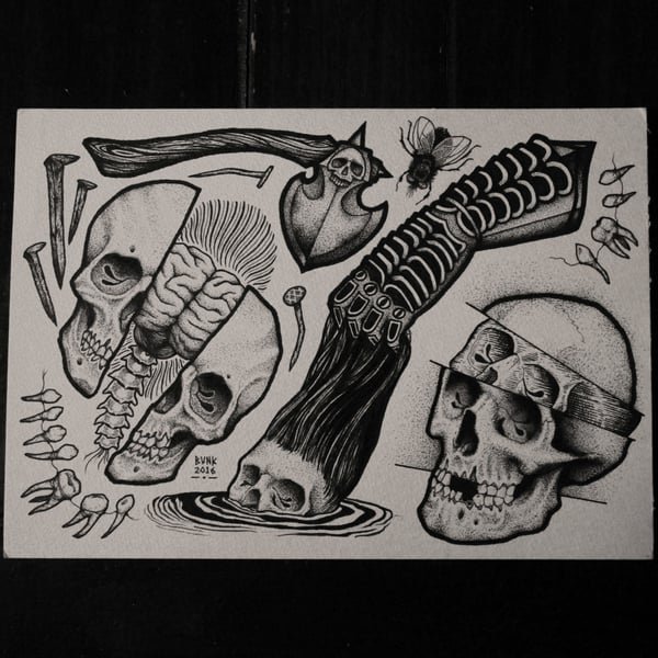 Image of Skullflash Original drawing A4