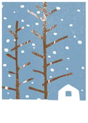 Image of Snowy Cabin Holiday Greeting Card - Blank Inside