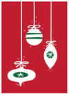 Mod Ornaments Christmas Card -  Holiday Greeting Card - Blank Inside 