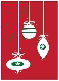 Mod Ornaments Christmas Card -  Holiday Greeting Card - Blank Inside