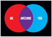 Image of Greeting Card Venn Diagram - Me Plus You Equals Awesome