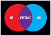 Greeting Card Venn Diagram - Me Plus You Equals Awesome