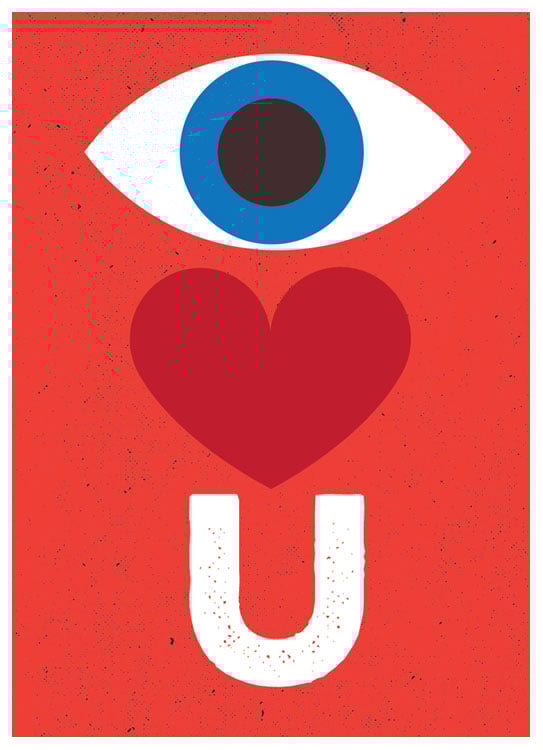 Image of I Love You Greeting Card - Anniversary & Love Rebus Blank Stationery
