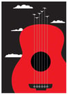 Guitar and Birds Everyday Greeting Card - Blank Inside