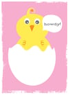 Baby Girl Greeting Card Stationery - Howdy Baby Bird Pink 
