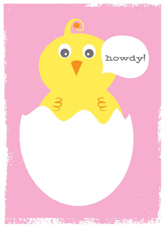 Image of New Baby Girl Greeting Card Stationery - Howdy Baby Bird Pink 