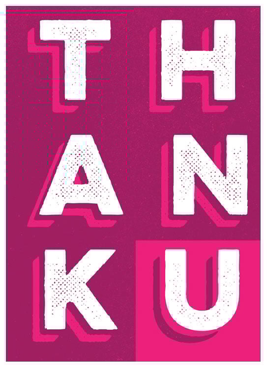 Image of Tak Thank U Greeting Card - Thanks Typograpy Stationery