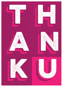 Image of Tak Thank U Greeting Card - Thanks Typograpy Stationery