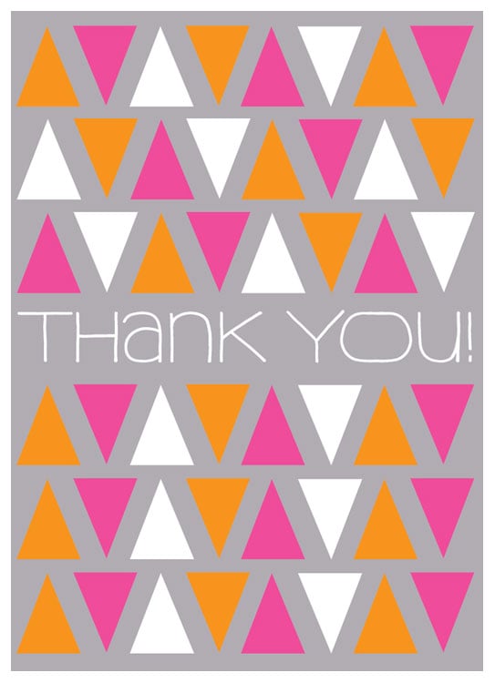 Image of Sweet Thank You Greeting Card - Triangle Pattern Stationery Card - Blank Inside
