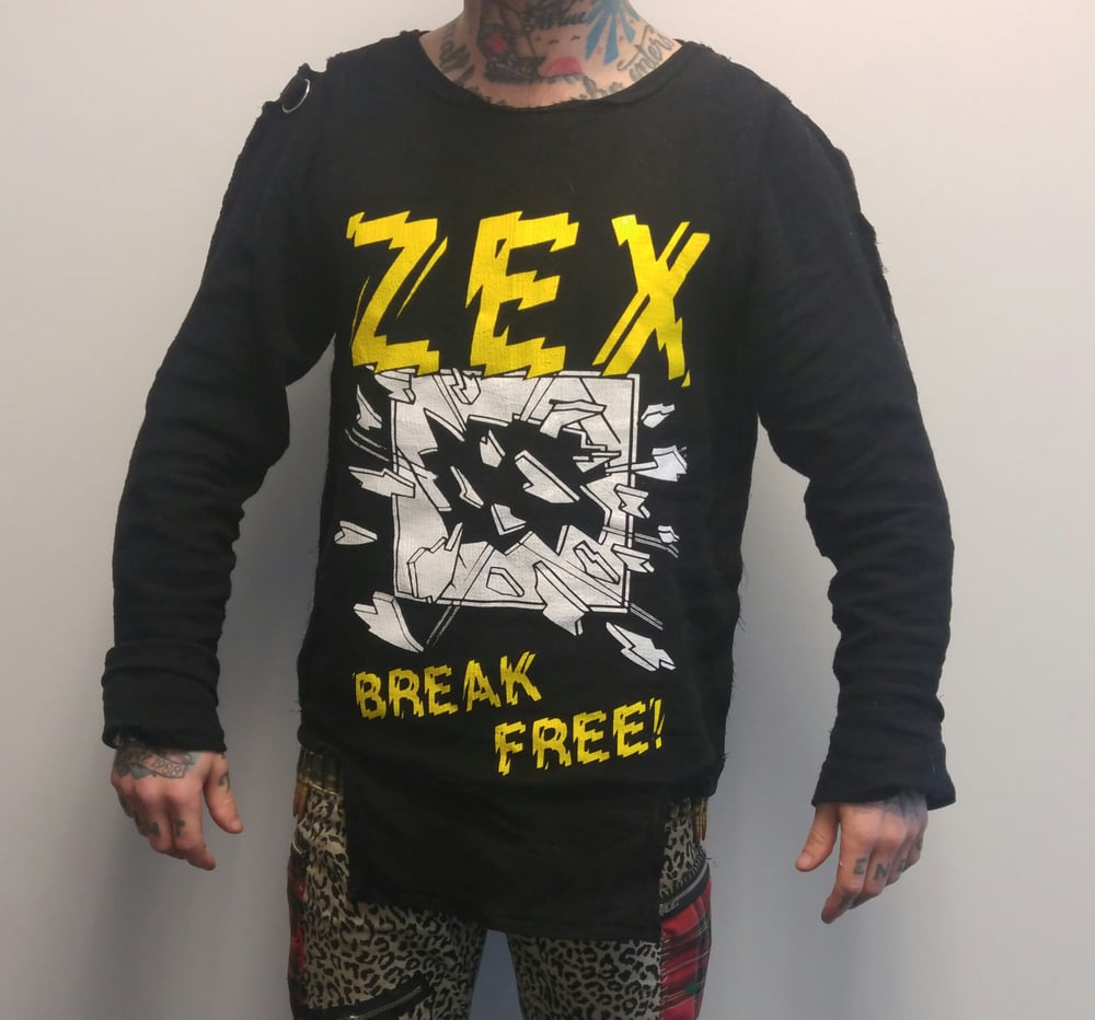 Image of ZEX Break Free black gauze bondage shirt