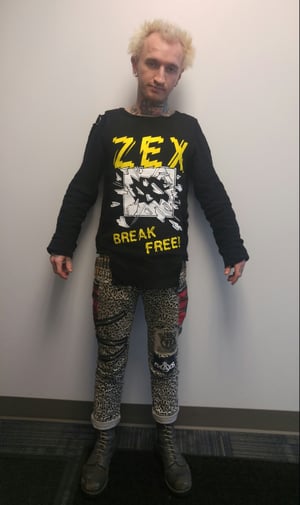 Image of ZEX Break Free black gauze bondage shirt