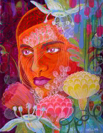 Image of Red Head Spiral {Botanical Fantasy}