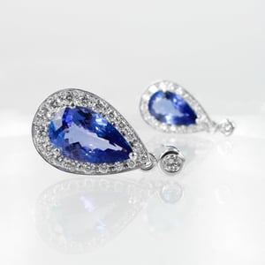 Image of 18ct White Gold Tanzanite & Diamond Drop Earrings