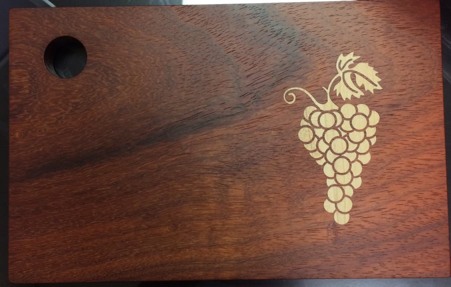 Image of Exotic Padauk Serving Board with Maple Grape Inlay