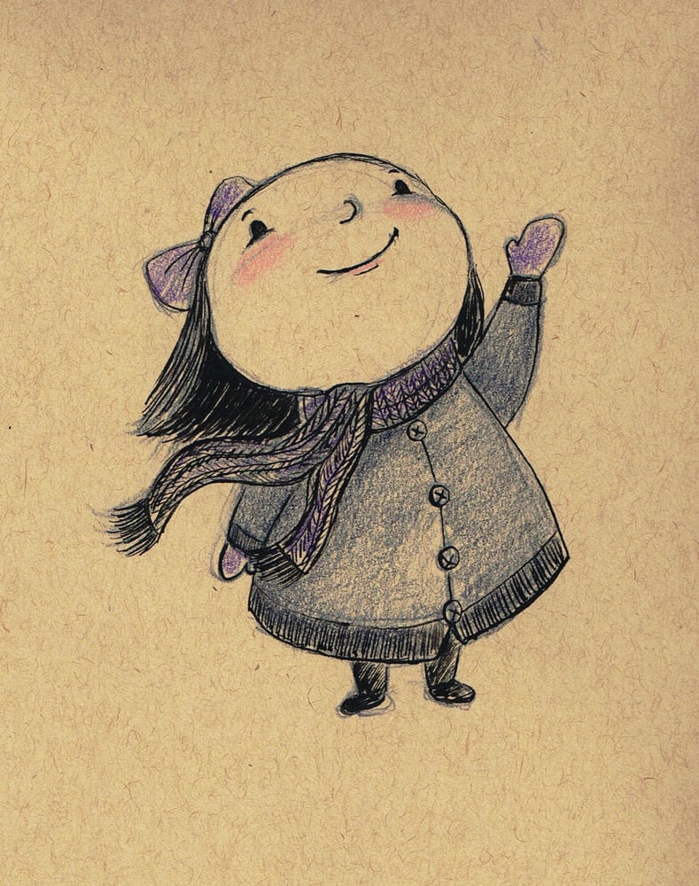 Image of BUNDLED UP - Original pencil and ink illustration