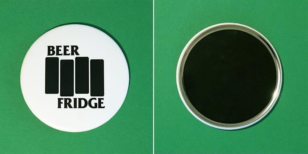 Image of "Beer Fridge" 3.5 Inch Diameter Circular Magnet
