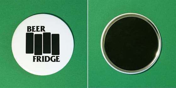 Image of "Beer Fridge" 3.5 Inch Diameter Circular Magnet