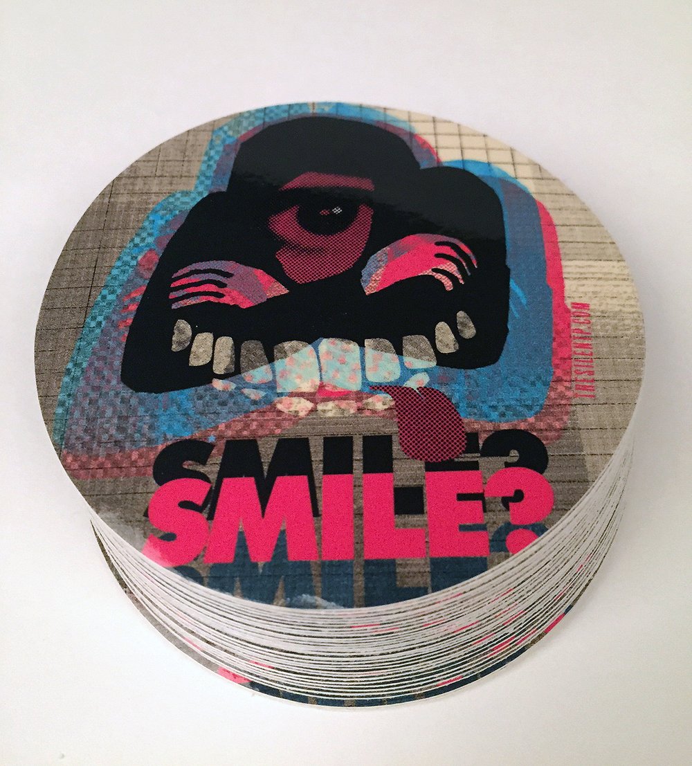 "Smile?" vinyl sticker