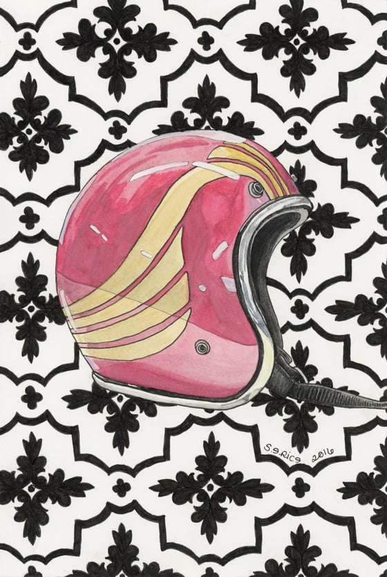 Image of Red & Gold Vintage Helmet