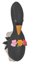 Trophée cygne noir (gris foncé exactement) avec fleurs en feutrine