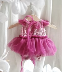Image 3 of Newborn dress for photo shoots | Clara | peach | fuchsia