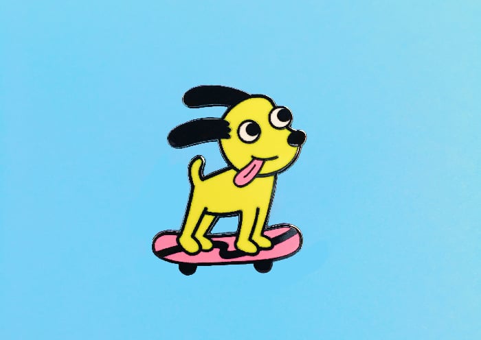 Image of Skater Pup 1.25" hard enamel pin