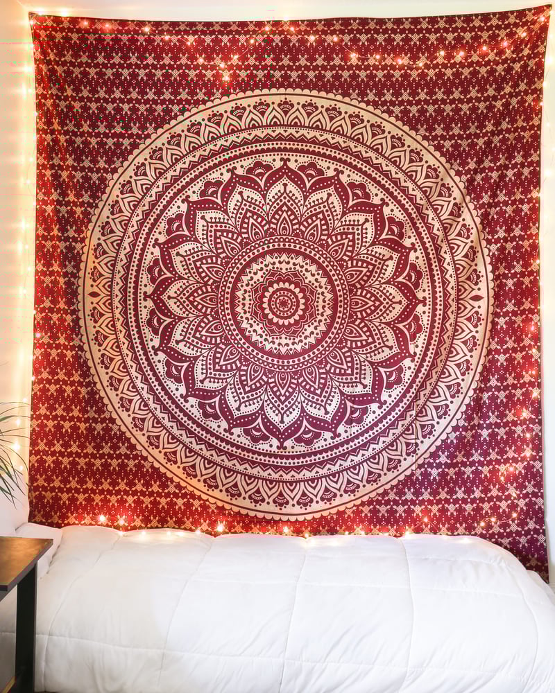 Image of Maroon & Gold Glitter Mandala Tapestry