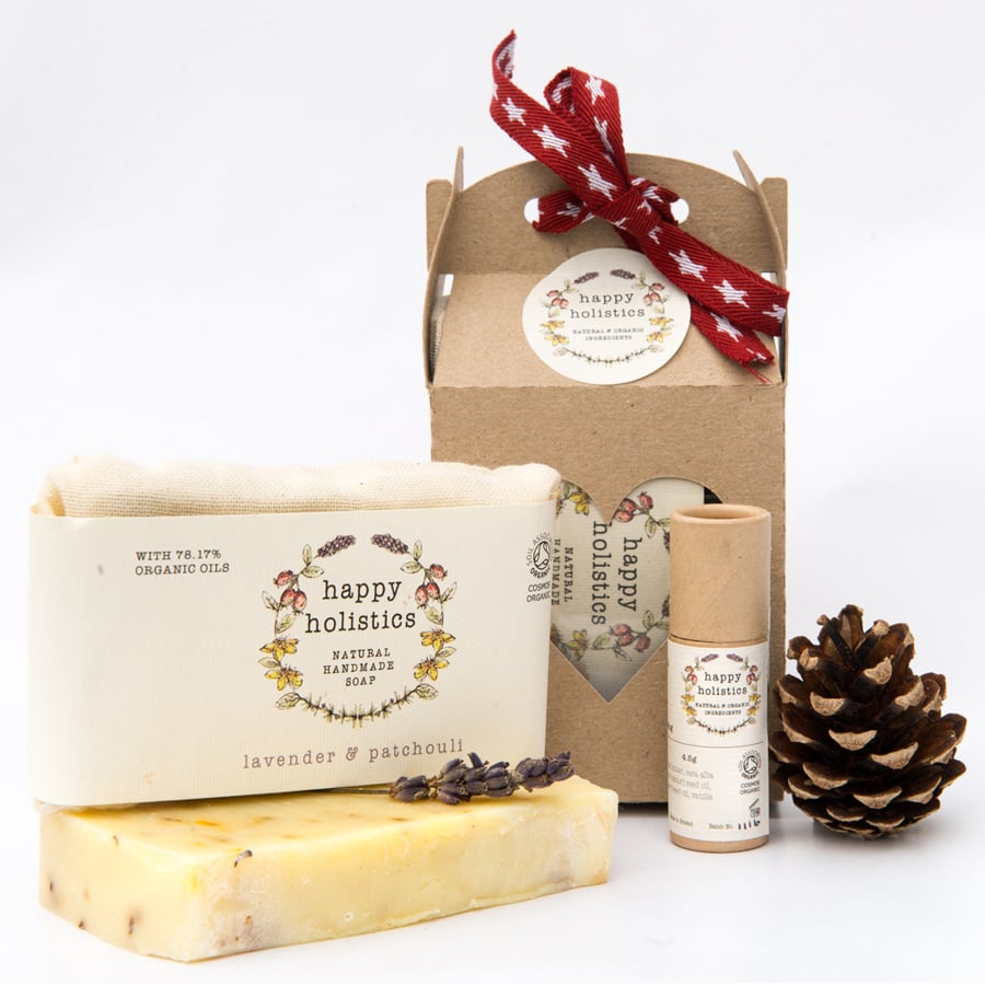 Image of Organic Soil Association Soap and Lip Balm Gift Set