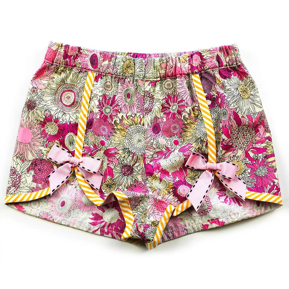 Image of Polly Vintage Bow Shorts - Pink Sunflower