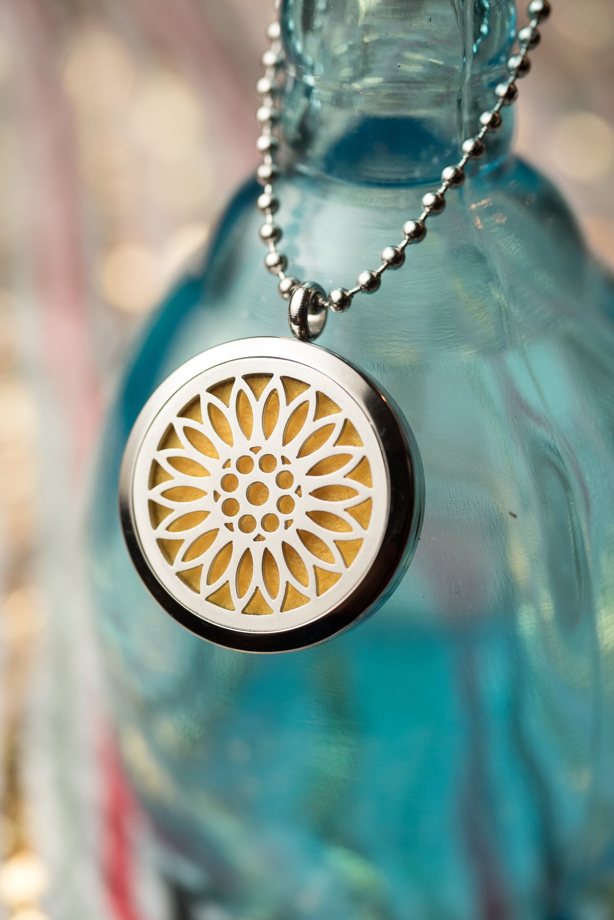 Image of Sunflower Essential Oil Diffuser Necklace