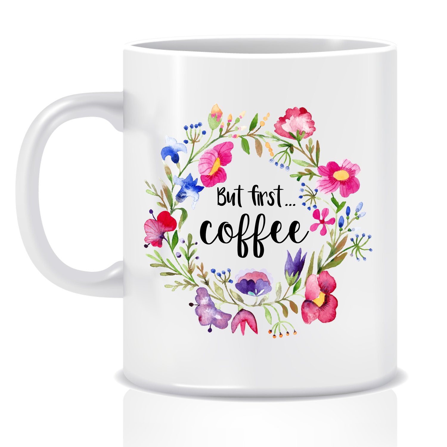 Image of But first, coffee floral mug