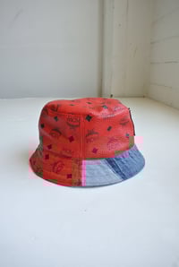 Image 3 of Reworked NY Reversible Bucket Hat MCM Red   Small 22"