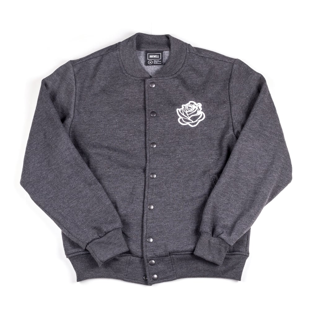 Image of Permanence Cotton Varsity Jacket - Gray
