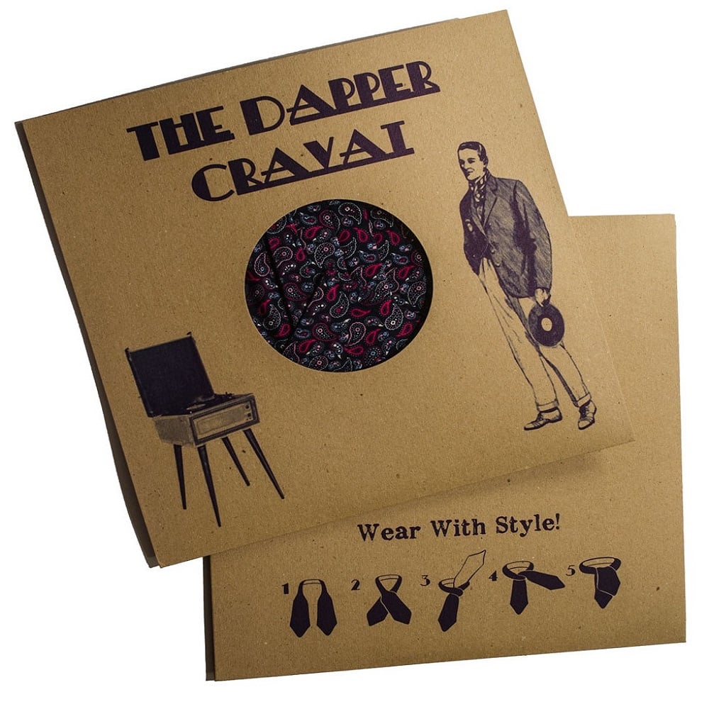 Image of Gents purple paisley cravat and pocket square