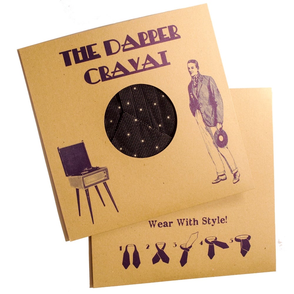 Image of Gents Navy and white cravat and pocket square