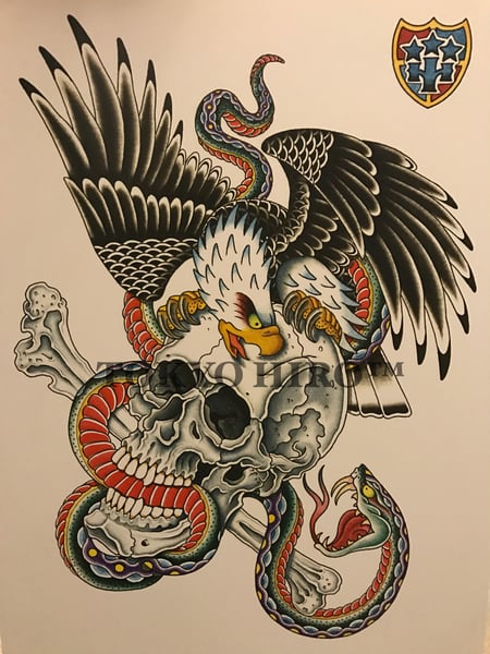 Image of Skull,Snake&Eagle (with another print)