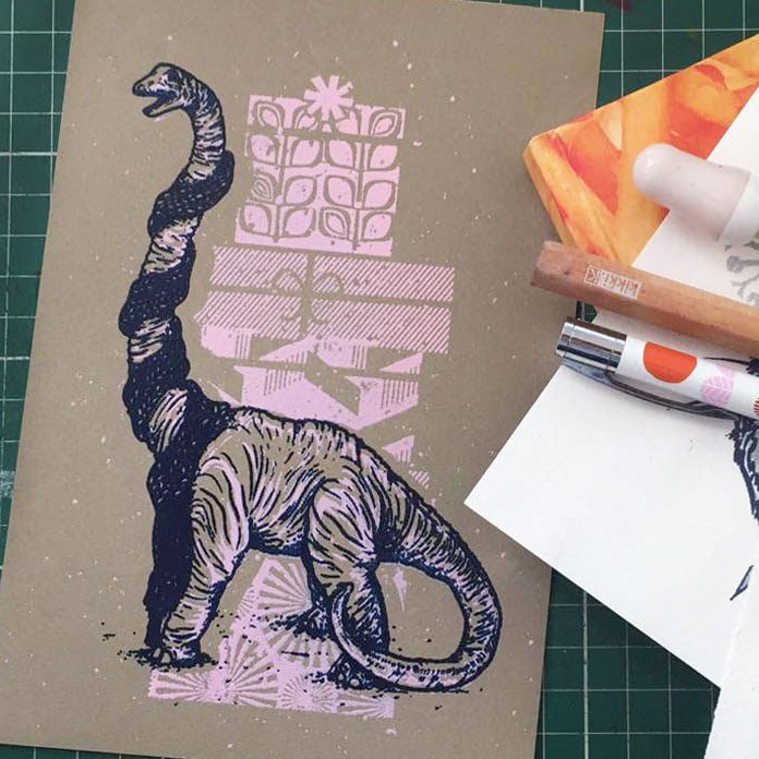 Image of Small Christmas Screen Print - Brachiosaurus