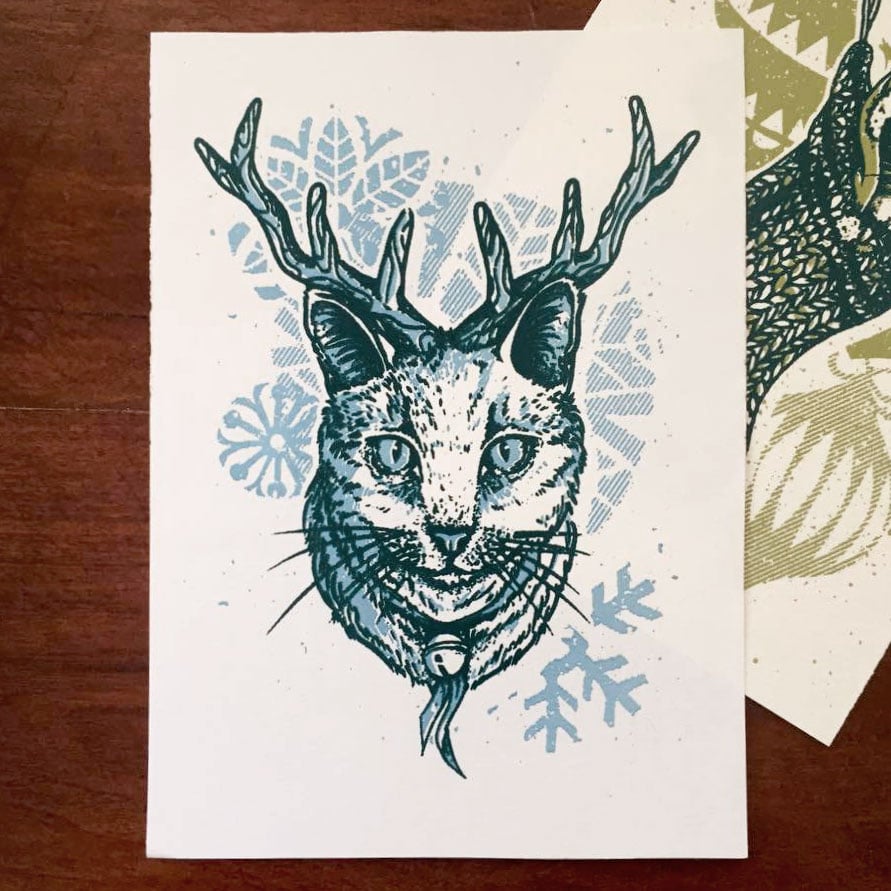 Image of Small CHRISTMAS SCREEN PRINT - Lynette the Cat