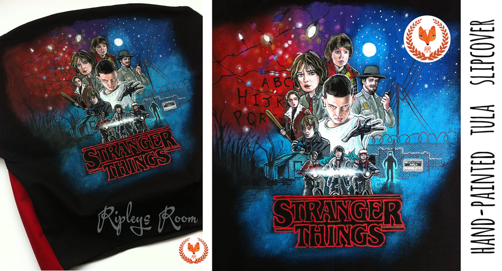 Image of HAND-PAINTED 'Stranger Things' Tula Slip Cover- Standard Size 