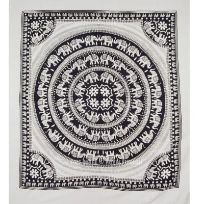 Image of Black Elephant Mandala Tapestry 