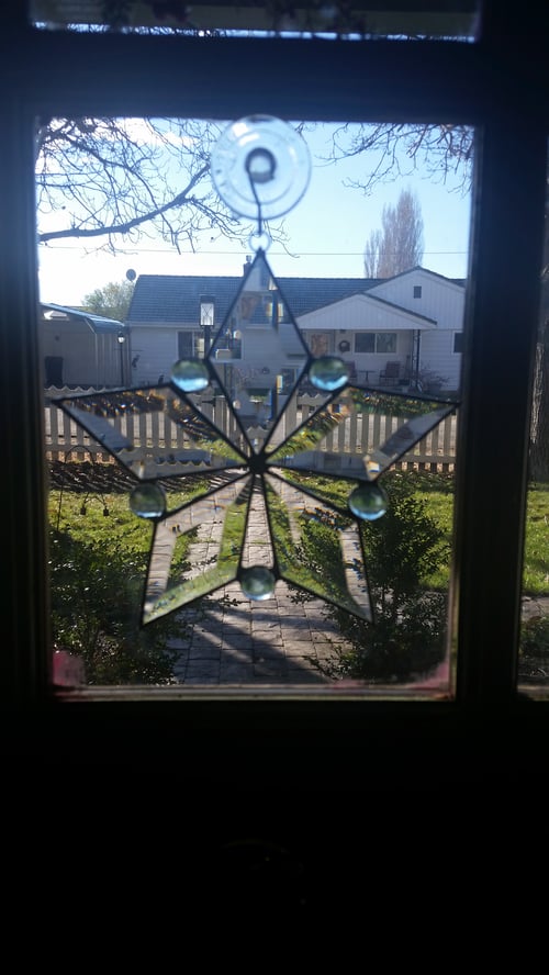 Image of Bevel & Gem Snowflake - stained glass