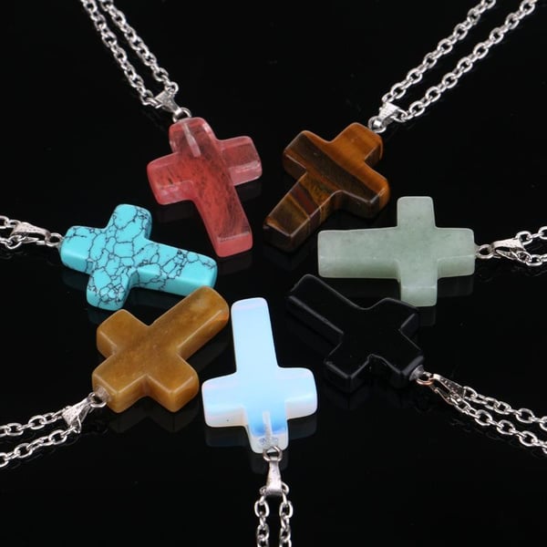 Image of Rock Cross Pendant w/ Link Chain